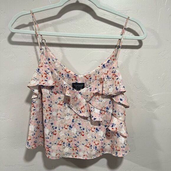 TOPSHOP Abstract Floral Print Crop Top - Picture 1 of 5